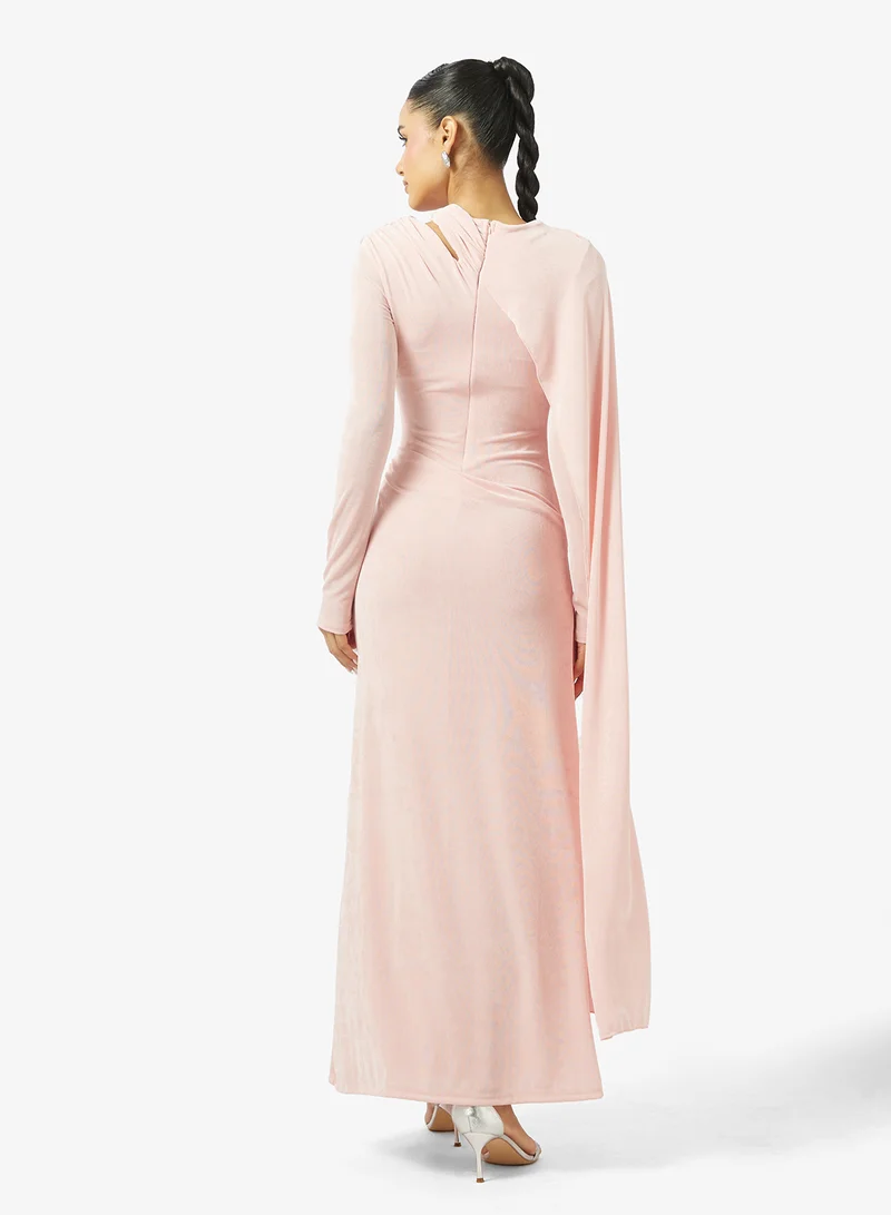 Ginger Draped Bodycon Dress with Cape Detail